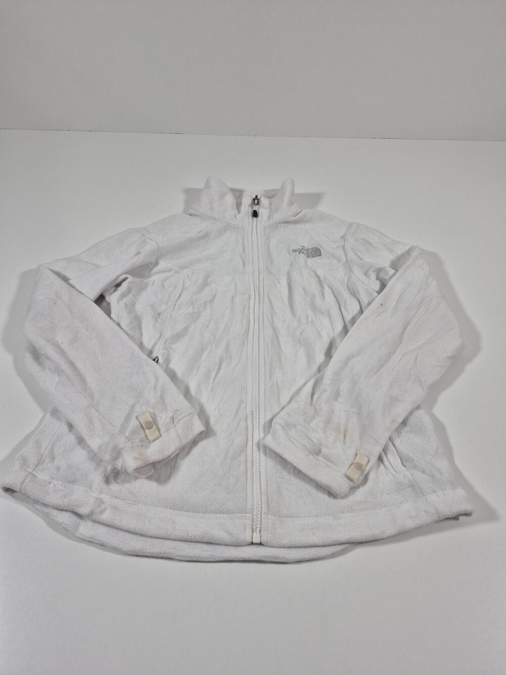 The North Face Fleece Jacket Womens Medium White Full Zip Mock Neck FLAW